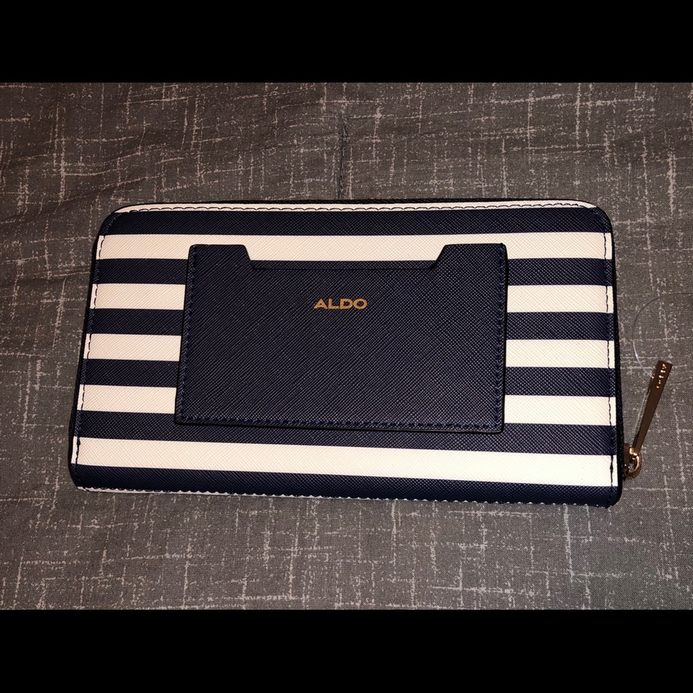 Navy Blue and White Aldo Wallet W/ Front Card Slot